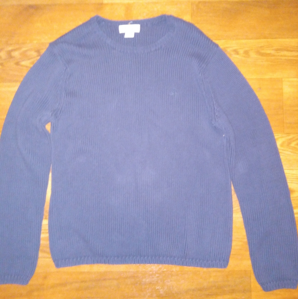 Vintage Brooks Brothers Sweater Mens L Large Navy Knit Cotton Crew Neck Pullover